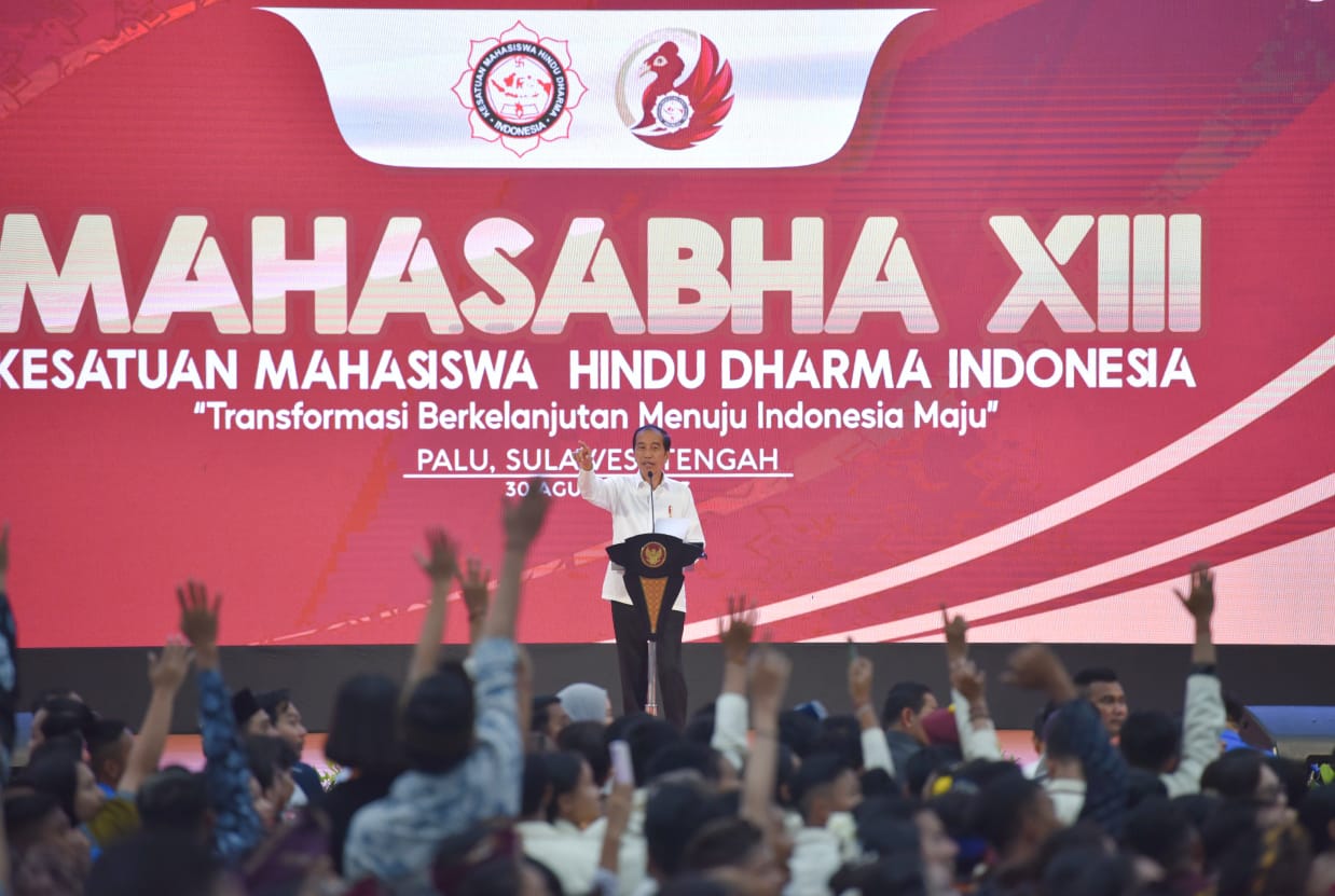 Jokowi Buka Kongres Mahasabha KMHDI di Palu, Yakin Indonesia Jadi Negara Maju dan Singgung Kondisi Negara Lain