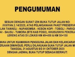Berikut Jadwal dan Titik Buka-tutup Jalur Kebun Kopi Sulteng 21 Agustus - 31 Oktober 2023