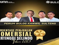 Perusahaan Umum (Perum) Bulog Kanwil Sulawesi Tengah meraih predikat penjualan komersial tertinggi se Indonesia.