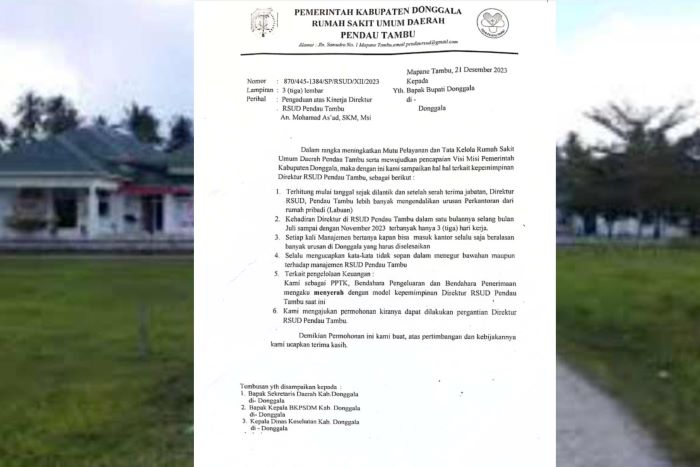 Petisi Protes Kinerja dan Pergantian Dirut RSUD Pendau Tambu, Ditandatangani 77 Pegawai