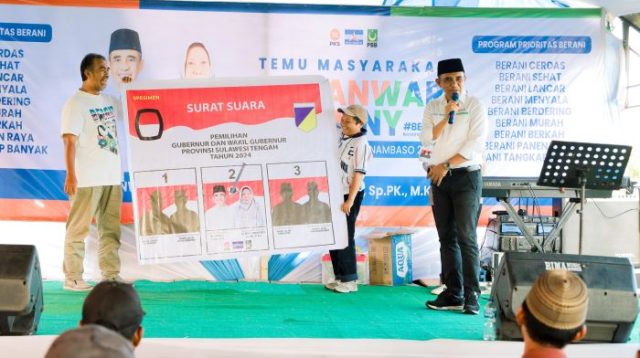 Anwar Hafid Peragakan Cara Mencoblos Nomor 2 dan Paparkan 9 Program Unggulan di Desa Olonggata