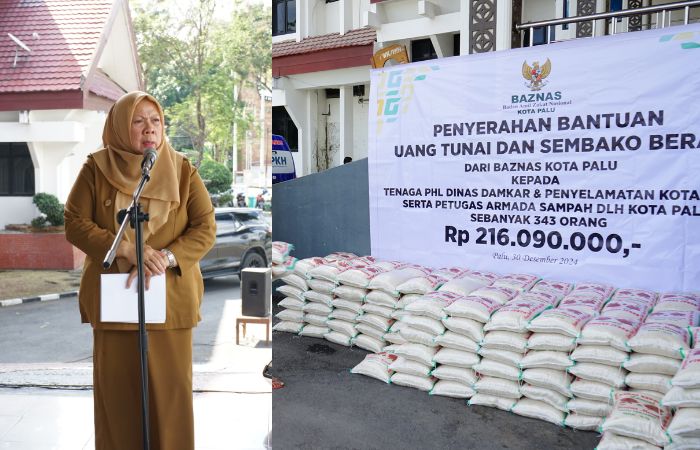 Ratusan Petugas Armada Sampah DLH dan Damkarmat Palu Terima Bantuan dari Baznas