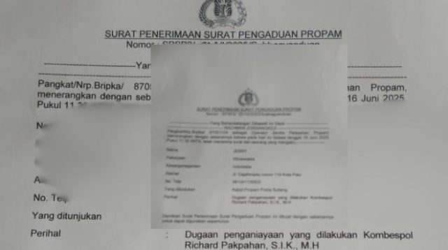 Propam Dirsamapta Polda Sulteng Resmi Dilaporkan ke Propam Usai Diduga Lakukan Penganiayaan