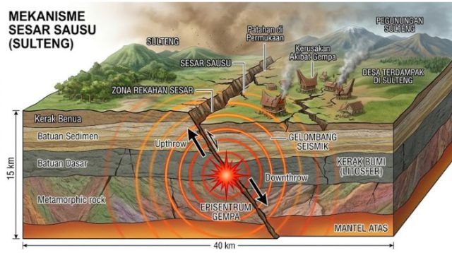 Mengenal Aktivitas Sesar Sausu Pemicu Gempa Bumi M6,7 di Sulteng