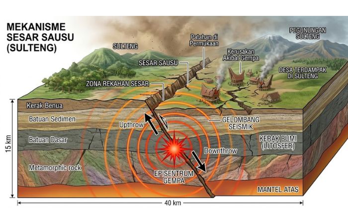 Mengenal Aktivitas Sesar Sausu Pemicu Gempa Bumi M6,7 di Sulteng
