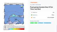 Gempa M5,4 Guncang Buol, Tak Berpotensi Tsunami