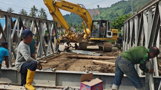 Jalur Trans Sulawesi di Parimo Putus, BPJN Bangun Jembatan Darurat