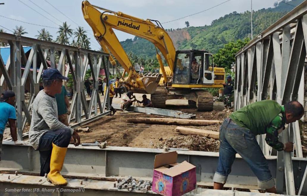 Jalur Trans Sulawesi di Parimo Putus, BPJN Bangun Jembatan Darurat